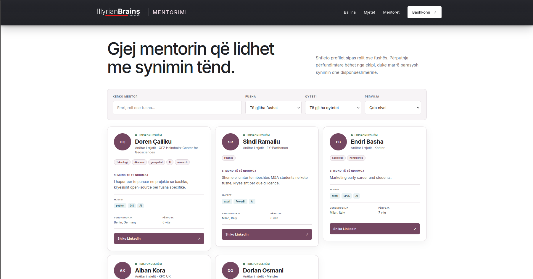 Përmbajtje tjetër nga platforma e mentorimit